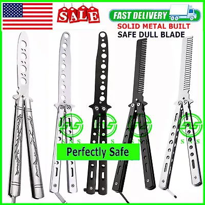 Butterfly Trainer Training Dull Tool Black Metal Knife Practice Stainless Steel • $6.99