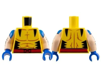 Lego New Minifig Torso Yellow Muscles Black Panels Red Belt X-Men Logo  2-12 • £2.84