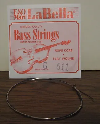 Bass Violin String - E & O Mari LaBella Rope Core Flat Wound G611 1990s Vintage • $49.95