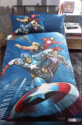 £21 • Buy Next Boys/Kids Single Blue Marvel Avengers 100% Cotton Duvet/Bed Set In Bag BNWT