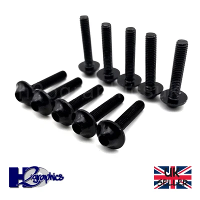 £6.95 • Buy 10 Pack M5 X 25mm Black Anodised Aluminium Fairing Bolts Motorcycle Bolt Screws