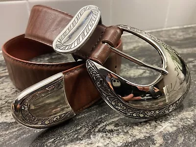 Vintage Magid Leather Silver (5640 PO) Size M Belt Ladies Very Nice! • $18