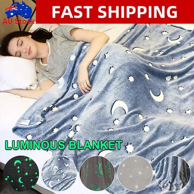 Fleece Blanket Glow In The Dark Large Sofa Throw Soft Warm Faux Fur Mink Kids AU • $12.16