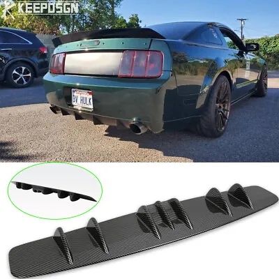 For Ford Mustang Carbon Fiber Lower Rear Lip Bumper Diffuser Shark Fin 7 Wing • $49.04