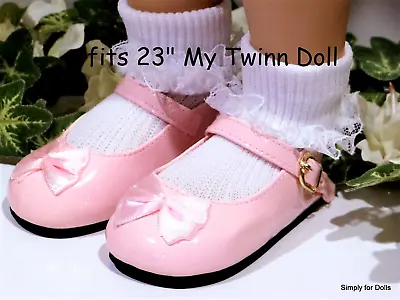 PINK Patent W/ Satin Bow MARY JANES DOLL SHOES Fits 23  MY TWINN DOLL CLOTHES • $7.98