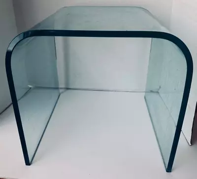 Mid Century Modern Tempered Glass Waterfall Side Table ½  Thick 15 X 15 X 14 In • $99