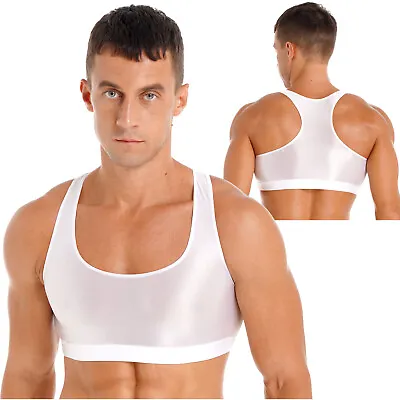 Mens Sleeveless Y Back Muscle Half Crop Tank Top Tee T-Shirts Fitness Clubwear • $8.55