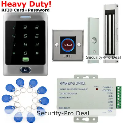 Waterproof RFID Card Door Access Control Kit+Door Magnetic Lock +Touchless EXIT • £100.79