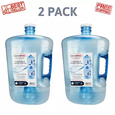 2 Pack 3 Gal Water Bottle Secure Liquid Jug Container BPA-Free Plastic Reusable • $24.99