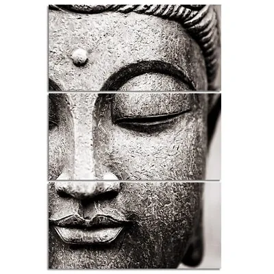 Gray Buddha Statue Face 3 Piece Canvas Print Wall Art Home Decoration • $139.17