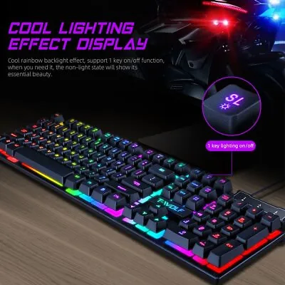 Wired USB Mechanical Gaming 104 Keys Keyboard RGB LED Backlit For Windows PC • $30.99