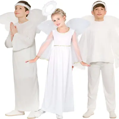 Child White Angel Gabriel Fancy Dress Costume Christmas Nativity Kids Outfit Age • £10.99
