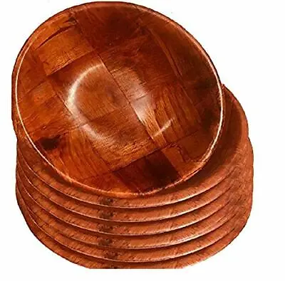 Wooden Woven Salad Bowl Woven Wood Snack Bowls 8 Inch Set Of 6 โ • $24.95