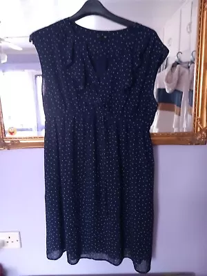 Ladies H&M Maternity Dress Navy/white Polka Dot Size L • £4.99