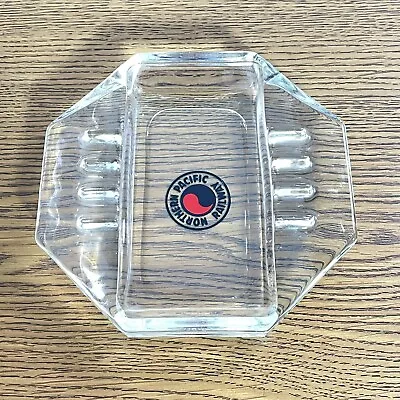 EUC Vintage Northern Pacific Railway Clear Glass Ashtray ~ Octagon Shape • $11.99