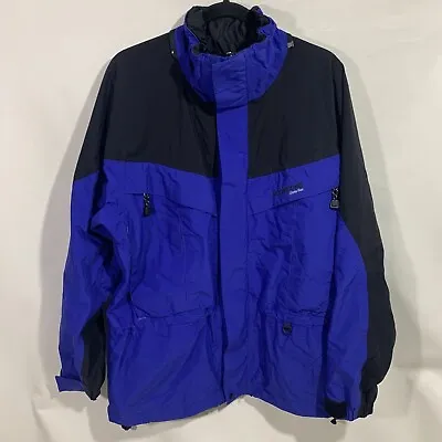 Men’s Moonstone Goretex Jacket Size Large Black Blue Color Block Vintage • $45