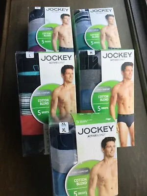 Jockey 5 Briefs Cotton Blend Gray Blue Red Green Pink New Tags Men • $17.99