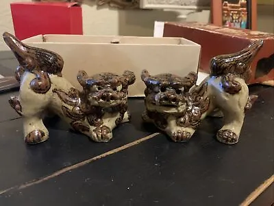 Chinese YIN FOO DOG LION Ceramic 4  (Set Of 2) • $19.99