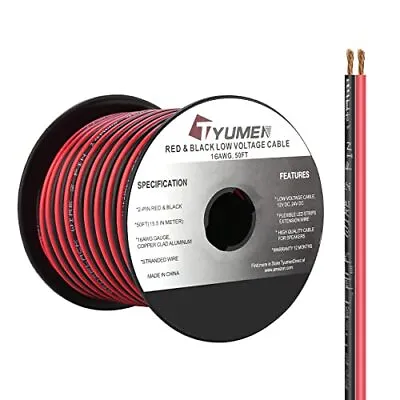 50ft 16/2 Gauge Red Black Cable Hookup Electrical Wire Led Strips Extension Wire • $21.54