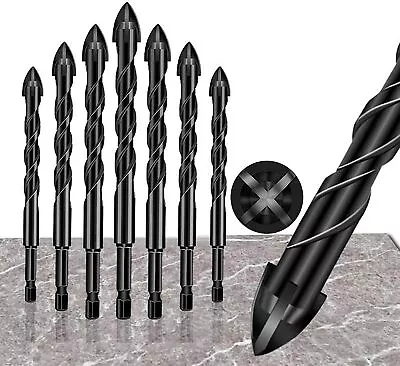 4-Edge Cross Drill Bit Set 7pcs Masonry Drill Bit Set Hex Shank Drill Bit Set • $14.81