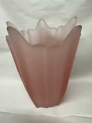 Viking Pink Satin Glass 5 Point Spike Vase Stockholm Frosted Lotus Orig Sticker • $19.99