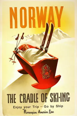 366414 Vintage Ski Norge Skisportens Vugge Travel Art Decor Print Poster • $29.95