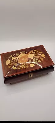 Large Italian Inlaid Floral Lacquered Jewelry/Music Box • $48.38