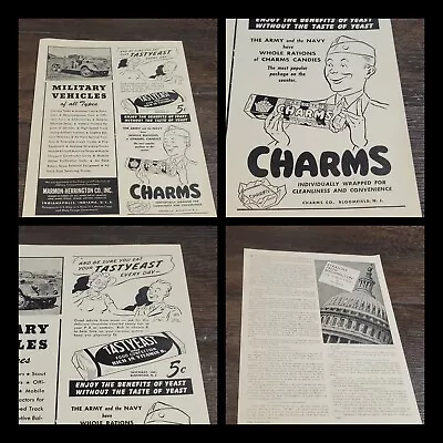 Vintage 1943 Charms Candy Ad Ww2 Soldiers War NJ Candy Tastyeast  Ad • $7.99