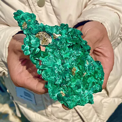 330G Natural Green Malachite Crystal Flaky Pattern Ore Specimen Quartz Healing • $21.05