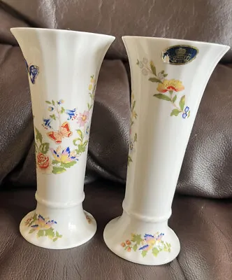 £12.75 • Buy Aynsley Cottage Garden 1st Quality Pair Of Trumpet Vases Cottage Garden