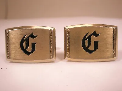 G Monogram Old English Font Initial Letter Name Vintage HICKOK USA Cuff Links • $36.49