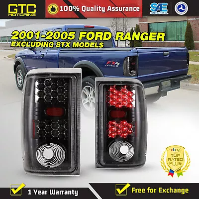 For 2001-2005 Ford Ranger LED Tail Lights Glossy Black Clear Rear Brake Lamps • $88.41