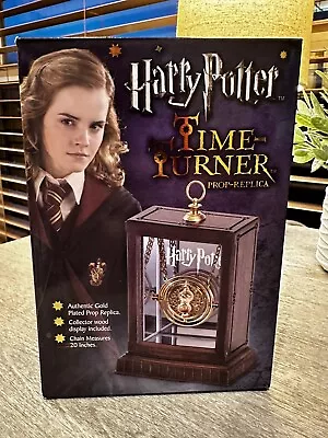 Harry Potter Hermiones 24K Gold Plated Time Turner Necklace W/Wood Display Case • $43