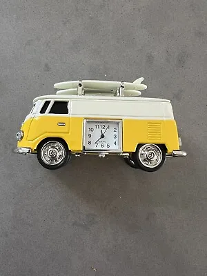 VW Kombi Surfer Van Diecast With Clock White & Yellow Heavy Brand New • $19.26