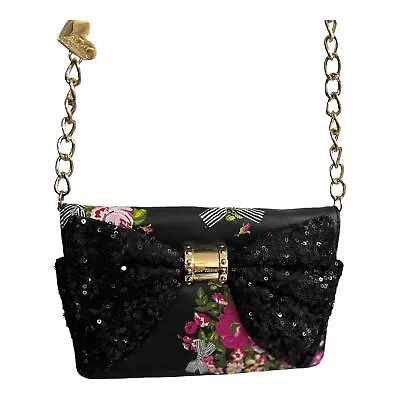 Betsey Johnson New Without Tags. Sequin Bow.  Cross Body With Detachable Chain. • $40