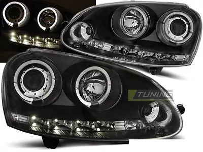 Faróis For VW GOLF 5 V 03-09 Angel Eyes Preto Frete Grátis AU LPVWB8 XINO AU • $380.21