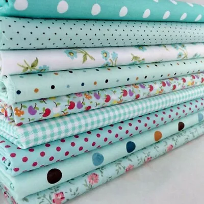 9 Pcs Mixed 100% Cotton Fabric Material Value Bundle Scraps Offcuts Quilting • £7.38