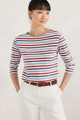 Seasalt Women's - Multi Sailor Top (GOTS) - Regular - Tri Mini Cornish Delphiniu • £19.95