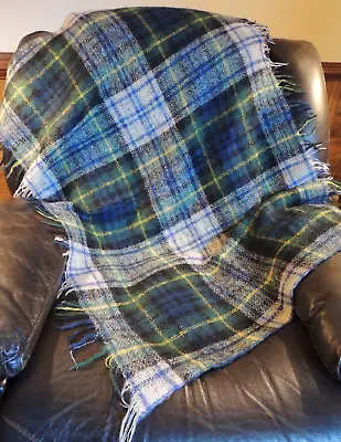 Creagaran Scotland Mohair Wool Throw Blanket Plaid Blue Green Tartan Plaid Vtg • $35.99