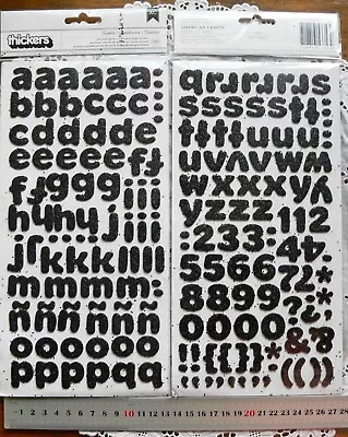 TWINKLE Letter & Number BLACK Glitter 186 Thicker Stickers Av18-30H&7-27mmW L3LF • $9.95