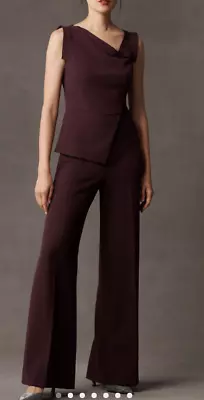 New! The Fold London Montrose Jumpsuit Plum Sculpt Stretch Crepe Size US 6 • $100