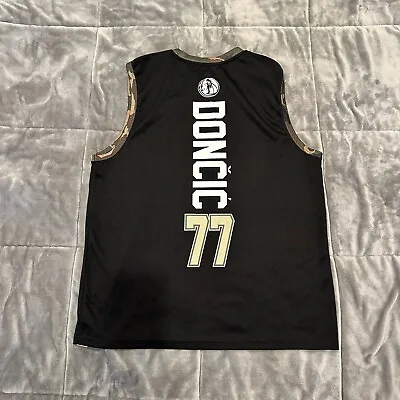 NBA Luka Doncic Dallas Mavericks Black Camo Jersey Men's Size Large 77 • $29.99
