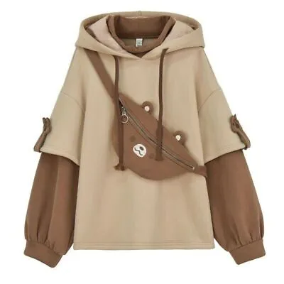 £29.95 • Buy Kawaii Harajuku Clothing Bear Hoodie Sweatshirt Send Teddy Ears Fanny Pack Bag
