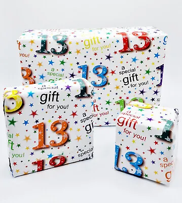 2 Sheets 13th Birthday Wrapping Paper 13 Giftwrap Unisex Multi White (PA-W29) • £2.49