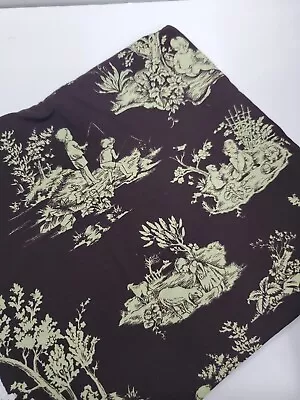 Michael Miller Toile Children Brown Green Quilt Craft Cotton OOP ONE YARD  • $16.90