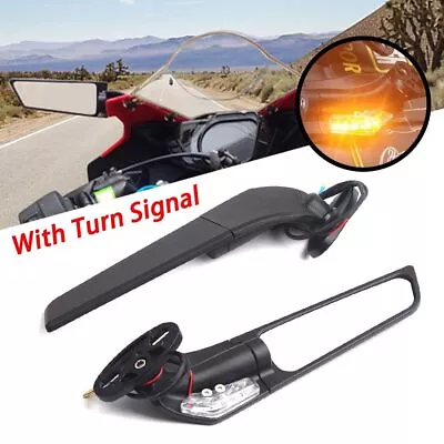 $45.39 • Buy For Suzuki GSXR 600 750 1000 GSX1300R Adjustable Wing Wind Rear Mirror W/ Light
