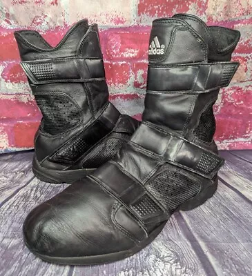 RARE VINTAGE Adidas Tall Motorcycle Riding Boots Moto Cafe Racer Mens 10 Biker • $149.99