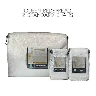 Martha Stewart Wedding Rings Pieced QUEEN Bedspread + 2 STANDARD Shams • $102