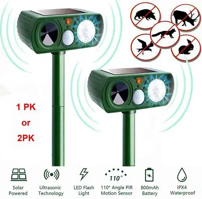 1/2 Pack Solar Animal Repeller With Motion Sensor Cat And Dog Repellent Outdoor • $11.98