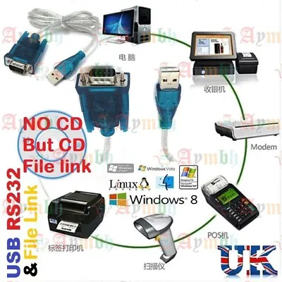 USB 2.0 To RS232 Serial Port DB9 9 Pin Male Converter Adapter Cable PDA GPS VGA • £5.27